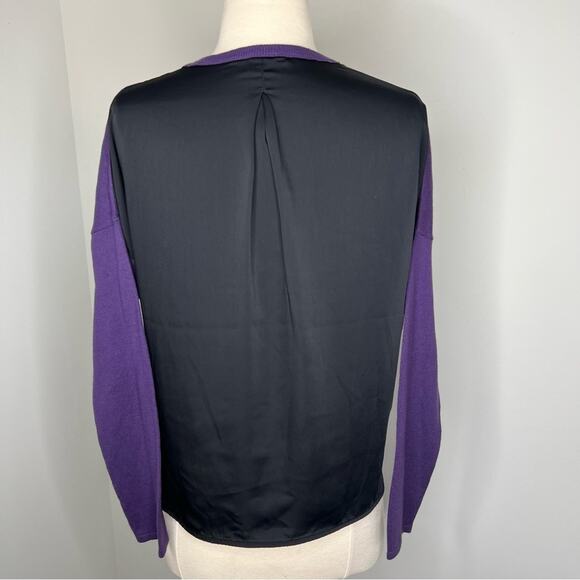 Purple and Black Crew Neck Sweater with Relaxed Fit - Picture 2 of 7